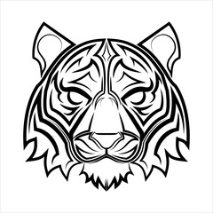 Black and white line art of tiger head Good use for symbol mascot icon avatar tattoo T Shirt design logo or any design