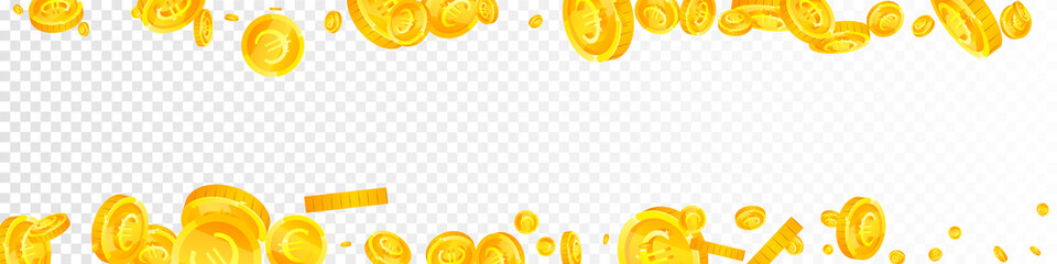 European Union Euro coins falling. Beauteous scattered EUR coins. Europe money. Excellent jackpot, wealth or success concept. Vector illustration.
