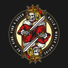 Gambling vintage colorful round label