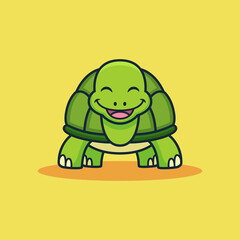 Cute Turtle with Sweet Smile Cartoon. Animal Vector Icon Illustration, Isolated on Premium Vector