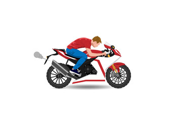 man riding motorcycle vector illustration white background