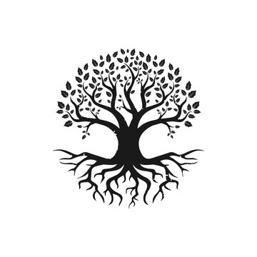 Vector black tree of live icon, logo design inspiration isolated on white background.