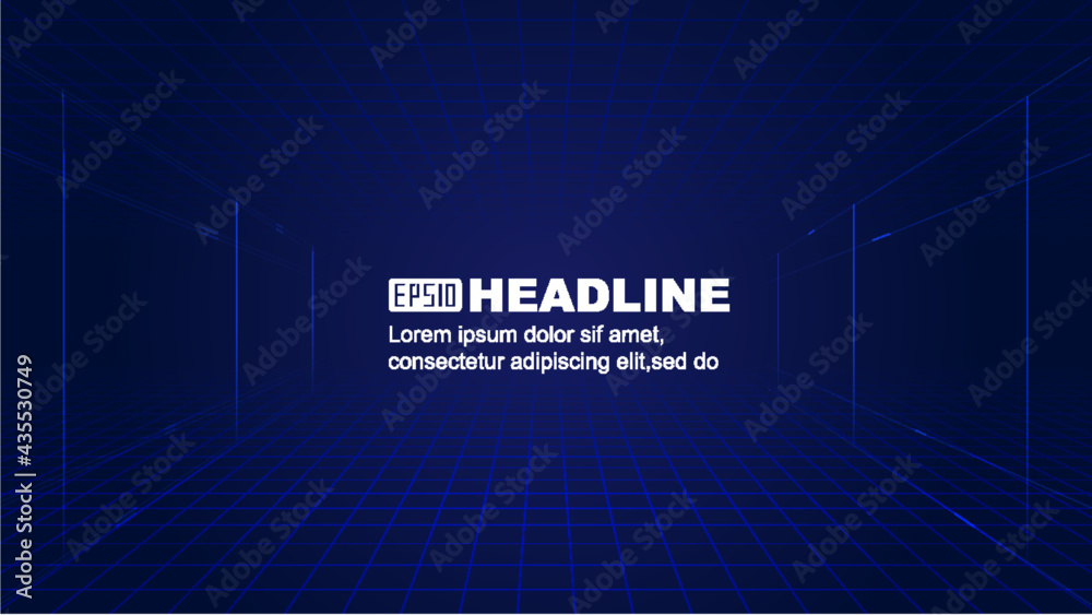 Poster the line extends forward with a spatial and technological vector background