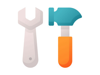 hammer wrench single isolated icon with smooth style