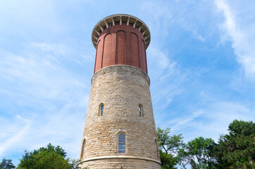 landmark water tower building in western springs