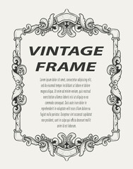 Vintage border frame engraving ornament monochrome style