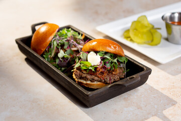 A view of a butter burger sliders.