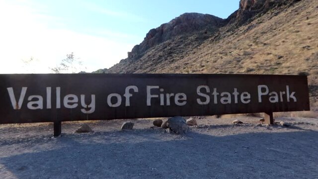Valley of Fire State Park near Las Vegas, Nevada, and entrance sign