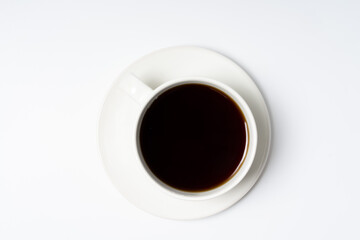 A cup of coffee on a white background