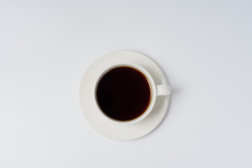 A cup of coffee on a white background
