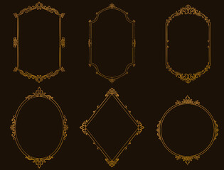 Set of vintage frames and borders gold color