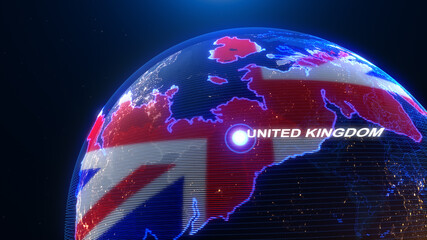 a world map of United Kingdom, 3d rendering, - 435532906