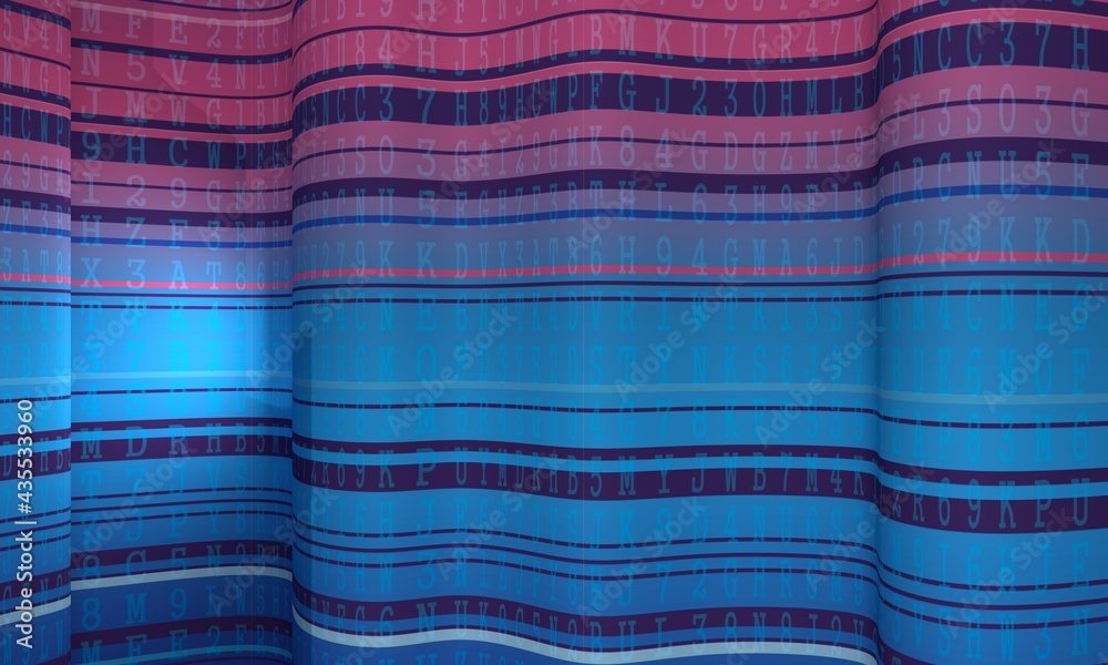 Wall mural geometry abstract background with stripes on waved surface