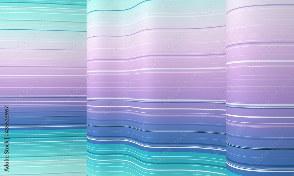 Wall mural geometry abstract background with stripes on waved surface