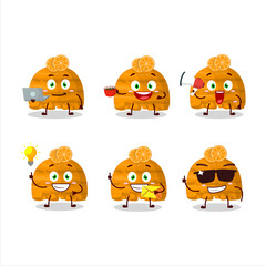 Orange ice cream scoops cartoon character with various types of business emoticons