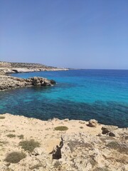Island of Cyprus. The rocky coastline of Cyprus.
