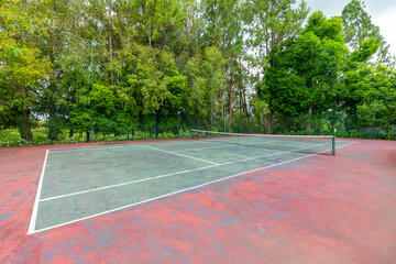 Panama David, concrete paved tennis court in the park