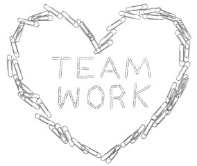 concept paper clip heart with Team work.