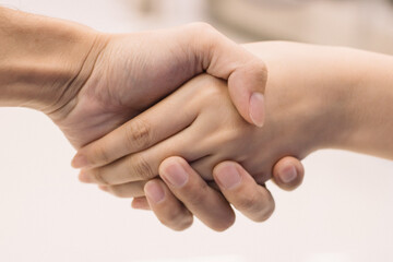 close up of handshake