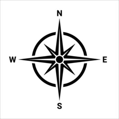 Naklejka premium Black compass direction for map. North symbol