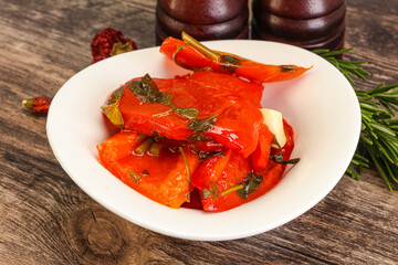 Tasty marinated red bell pepper
