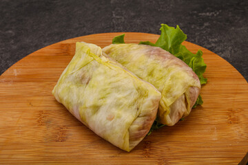 Homemade raw stuffed cabbage with meat
