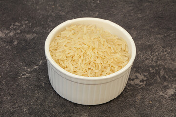 Raw basmati rice in the bowl