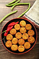 Fresh crispy baked meat cutlets - non vegetarian snack foods background.