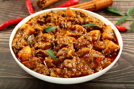 Bowl delicious Indian mutton, lamb curry, roast cooked with exotic spices.