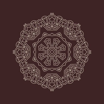 Circular pattern in form of mandala for Henna, decoration. Decorative ornament in ethnic oriental style