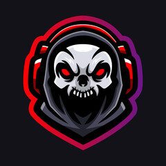 Skull head mascot esport logo design