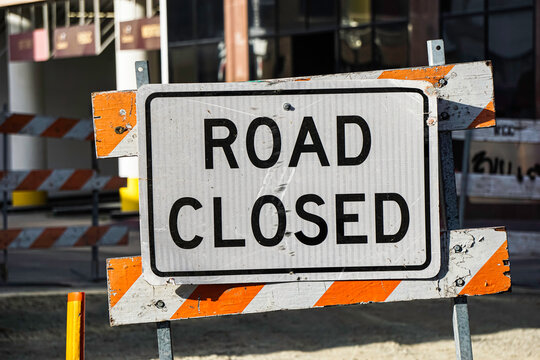 Urban road closed sign