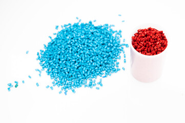 Plastic granules close up for holding,Colorful Plastic granules with white background.