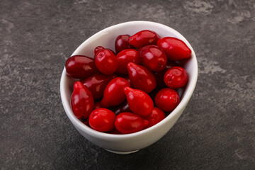 Sweet and ripe cornel berries