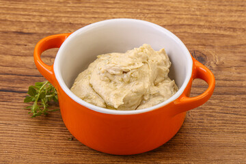 Vegan food - hummus with olive oil