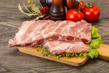 Raw pork ribs for cooking