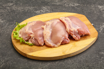 Raw chicken boneless and skinless leg