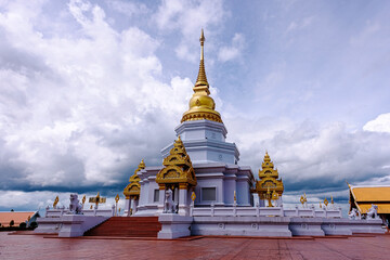 Phra Maha Chedi Thepnimittham At Phra That Santitham Temple in Village Mae Salong Nok, Chiang Rai...