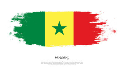 Senegal flag brush concept. Flag of Senegal grunge style banner background
