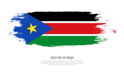 South Sudan flag brush concept. Flag of South Sudan grunge style banner background