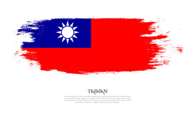 Taiwan flag brush concept. Flag of Taiwan grunge style banner background