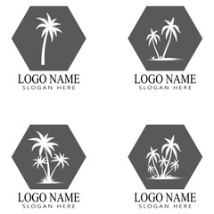 Palm tree summer logo template vector illustration