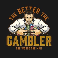 Gambling vintage colorful label