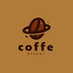 Vector Logo Illustration Coffee Simple Mascot Cartoon Style.