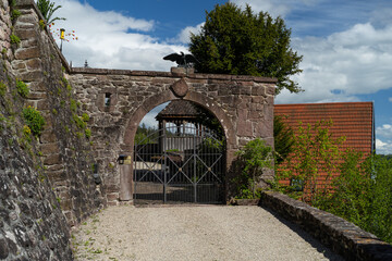 historic castle entrance in black forest village