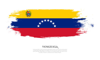 Venezuela flag brush concept. Flag of Venezuela grunge style banner background