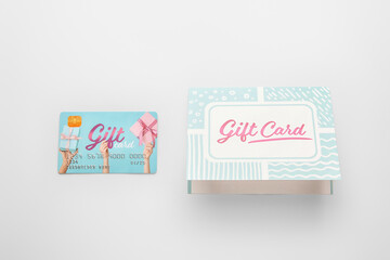 Gift cards on white background