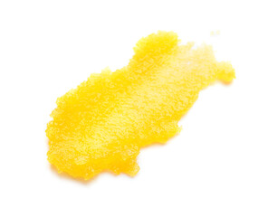 Sample of body scrub on white background
