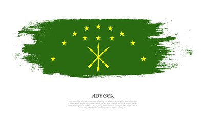 Adygea flag brush concept. Flag of Adygea grunge style banner background
