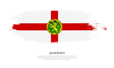 Alderney flag brush concept. Flag of Alderney grunge style banner background
